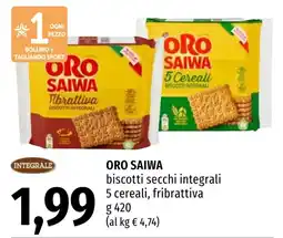 Emi Market Oro Saiwa biscotti secchi integrali 5 cereali, frib trattiva offerta