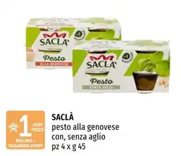 Emi Market Saclà pesto alla genovese con, senza aglio offerta