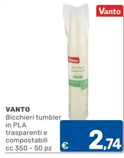 ARCA C+C cash and carry VANTO Bicchieri tumbler in PLA trasparenti e compostabili offerta