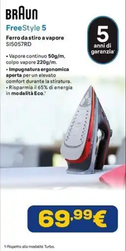 Euronics Braun FreeStyle 5 Ferro da stiro a vapore offerta