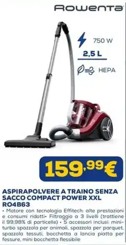 Euronics Rowenta aspirapolvere a traino senza sacco compact power xxl offerta