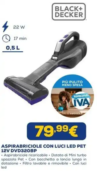 Aspirabriciole Black+Decker con luci LED Pet