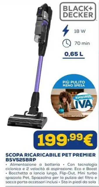 Black+Decker Scopa Ricaricabile Pet Premier