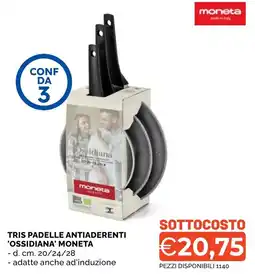 Mercatò Big Tris padelle antiaderenti 'Ossidiana' Moneta offerta