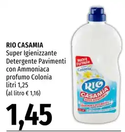 Emi Market RIO CASAMIA Super Igienizzante Detergente Pavimenti con Ammoniaca profumo Colonia offerta