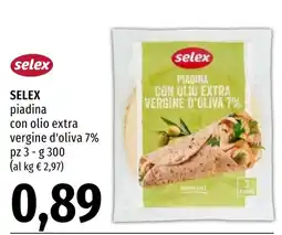 Emi Market Selex piadina con olio extra vergine d'oliva 7% offerta