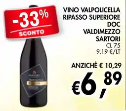 èccoMI Vino Valpolicella Ripasso Superiore DOC Valdimezzo Sartori offerta