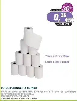 Buffetti Rotoli POS in carta termica offerta