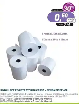 Buffetti Rotoli per registratori di cassa - senza bisfenoli offerta