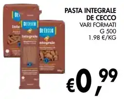 èccoMI Pasta integrale De Cecco offerta