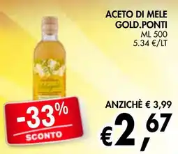èccoMI Aceto di mele Gold.Ponti offerta