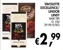 èccoMI Tavolette Excellence/Lindor Lindt offerta