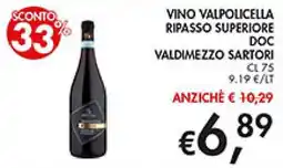 Superstore Coal Vino Valpolicella Ripasso Superiore DOC Valdimezzo Sartori offerta