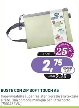 Buffetti Buste con zip soft touch A5 offerta
