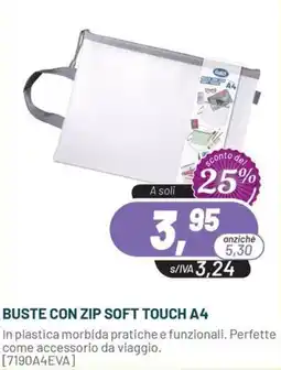 Buffetti Buste con zip soft touch A4 offerta
