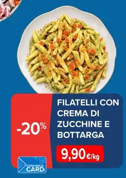 Sapore di Mare Filatelli con crema di zucchine e bottarga offerta
