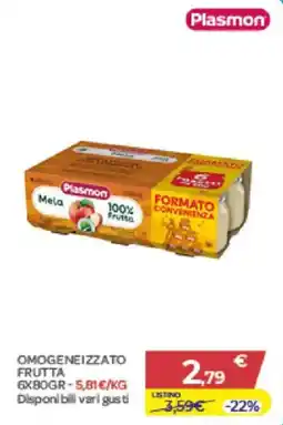Bimbo Store Plasmon omogeneizzato frutta offerta
