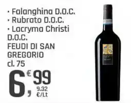 Supermercati Dok Falanghina D.O.C. Rubrato D.O.C. Lacryma Christi D.O.C. Feudi di San Gregorio offerta