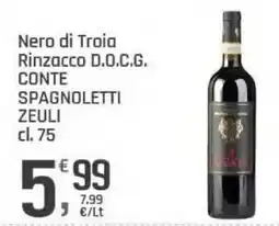 Supermercati Dok Nero di Troia Rinzacco D.O.C.G. Conte Spagnoletti Zeuli offerta