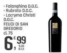 Supermercati Dok Falanghina D.O.C. Rubrato D.O.C. Lacryma Christi D.O.C. Feudi di San Gregorio offerta