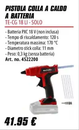 Einhell Pistola colla a caldo a batteria TE-CG 18 LI - Solo offerta