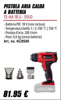 Einhell Pistola aria calda a batteria Einhell offerta