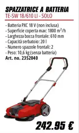Einhell Spazzatrice a batteria TE-SW 18/610 LI - Solo offerta