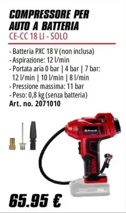 Einhell Compressore per auto a batteria CE-CC 18 LI - Solo offerta