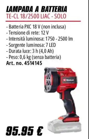 Lampada a batteria Einhell