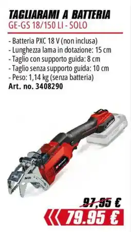 Einhell Tagliarami a batteria GE-GS 18/150 LI - Solo offerta