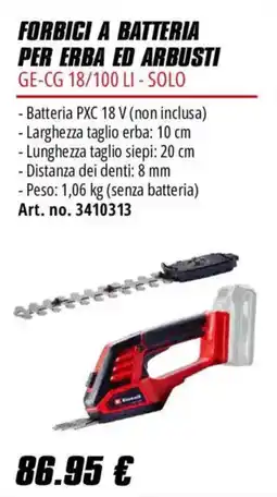 Einhell Forbici a batteria per erba ed arbusti GE-CG 18/100 LI - Solo offerta