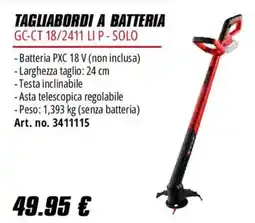 Einhell Tagliabordi a batteria GC-CT 18/2411 LI P - SOLO offerta