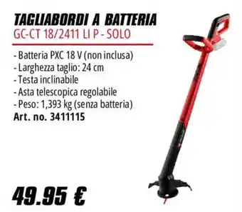 Einhell Tagliabordi a batteria GC-CT 18/2411 LI P - SOLO offerta