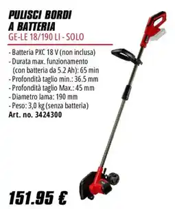 Einhell Pulisci bordi a batteria GE-LE 18/190 LI - SOLO offerta