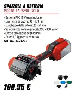 Einhell Spazzola a batteria Picobella 18/90 - Solo offerta