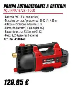 Einhell Pompa autoadescante a batteria Aquinna offerta