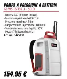 Einhell Pompa a pressione a batteria GE-WS 18/150 LI - Solo offerta