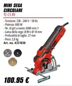 Einhell Mini sega circolare TC-CS 89 offerta