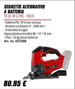 Einhell Seghetto alternativo a batteria TE-JS 18 LI PXC - SOLO offerta