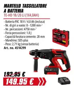 Einhell Martello tassellatore a batteria Einhell offerta