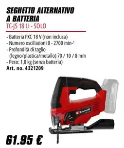 Einhell Seghetto alternativo a batteria TC-JS 18 LI - Solo offerta