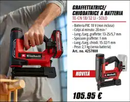 Einhell Graffettatrice/chiodatrice a batteria Einhell offerta