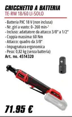 Einhell Cricchetto a batteria TE-RW 18/60 LI-SOLO offerta