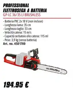 Einhell Elettrosegna a batteria GP-LC 36/35 LI Brushless offerta