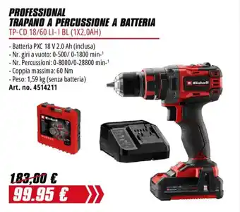 Trapano a percussione a batteria Einhell