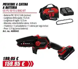 Einhell Potatore a catena a batteria Einhell offerta