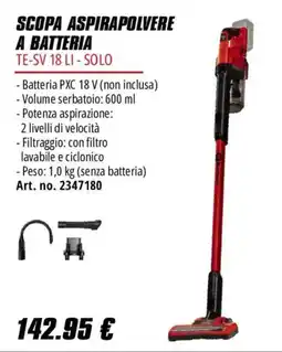 Einhell Scopa aspirapolvere a batteria TE-SV 18 LI - Solo offerta
