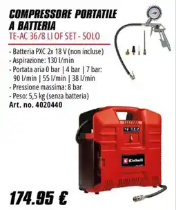 Einhell Compressore portatile a batteria Einhell offerta