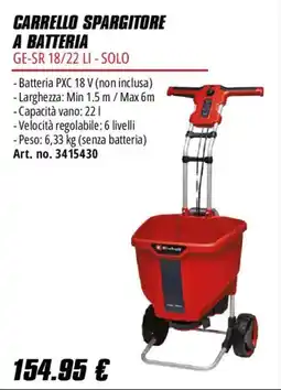 Einhell Carrello spargitore a batteria GE-SR 18/22 LI - Solo offerta