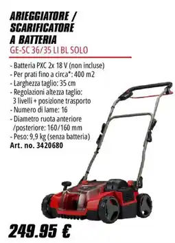 Einhell Arieggiatore / scarificatore a batteria GE-SC 36/35 LI BL SOLO offerta